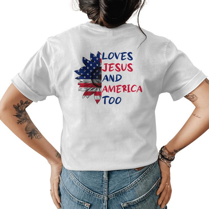 Loves Jesus And America Too Sunflower  Women's Crewneck Short Sleeve Back Print T-shirt