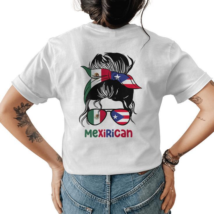 Mexirican Messy Bun Half Puerto Rican And Half Mexican  Womens Back Print T-shirt