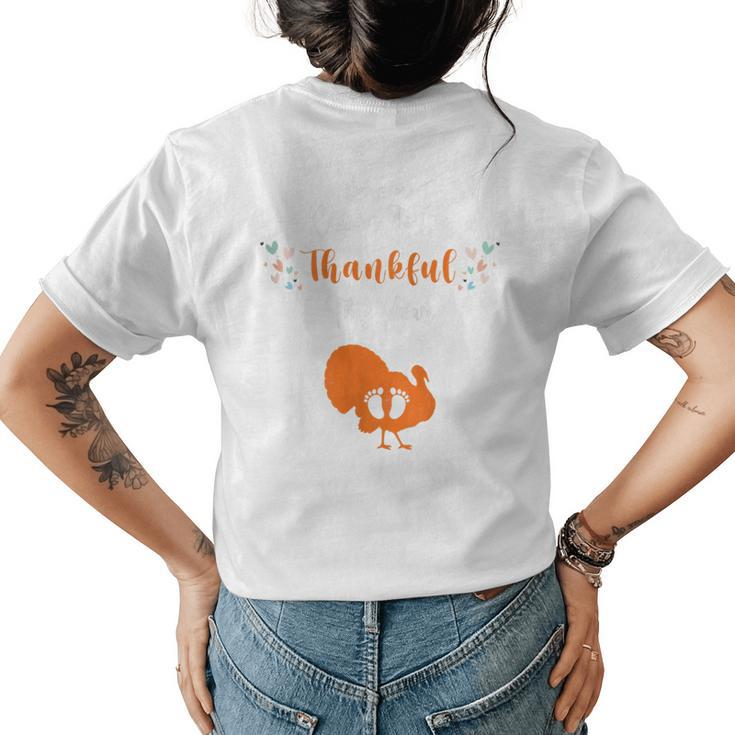 One More Reason To Be Thankful Funny Thanksgiving Pregnancy  Womens Back Print T-shirt