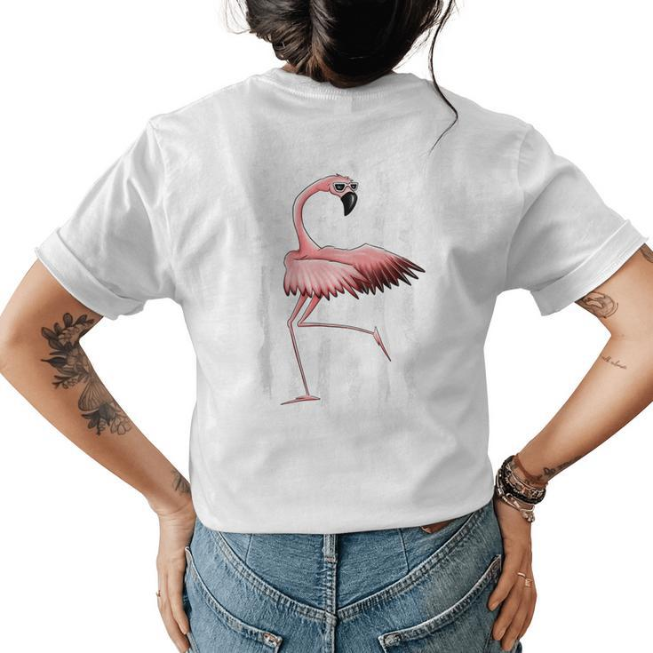 Pink Flossing Flamingo Independence Day American Flag  Flamingo Funny Gifts Womens Back Print T-shirt
