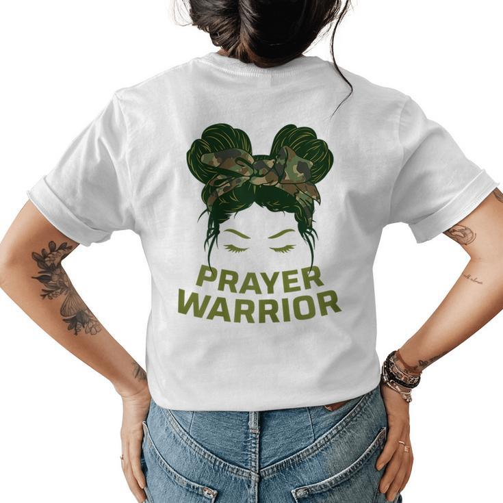 Prayer Warrior Ns Girls Camo Faith God Jesus Christian Faith Funny Gifts Womens Back Print T-shirt