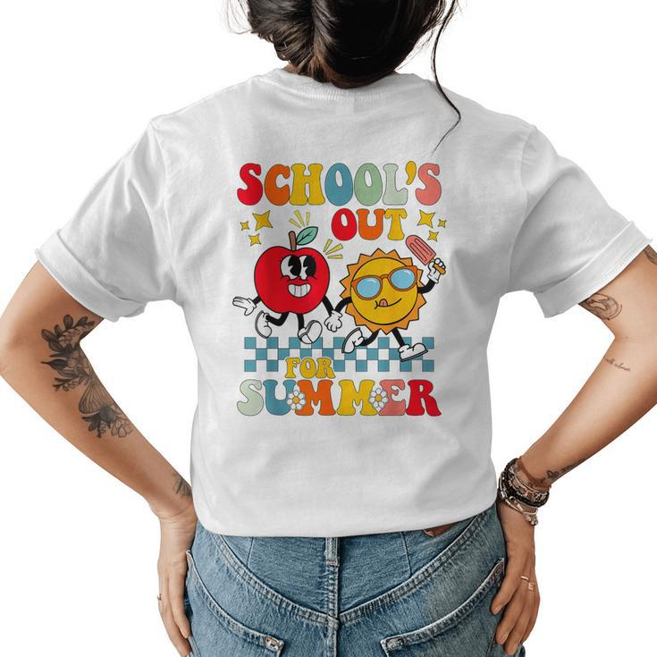 Retro Groovy Schools Out For Summer Graduation Teacher Kids Womens Back Print T-shirt