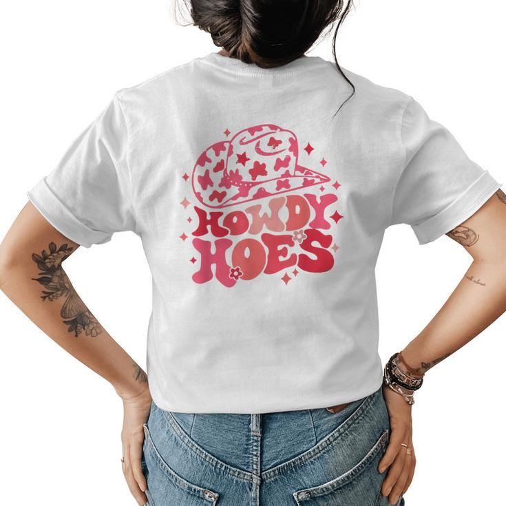 Retro Howdy Hoes Pink Leopard Cowboy Hat Cowgirl Western Womens Back Print T-shirt