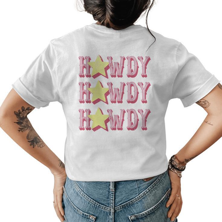 Retro Vintage Howdy Rodeo Western Country Southern Cowgirl Womens Back Print T-shirt