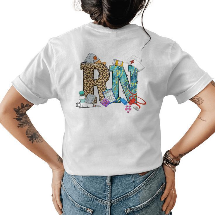 Rn Nursing Registered Nurse Job Appreciation Retro Leopard  Womens Back Print T-shirt