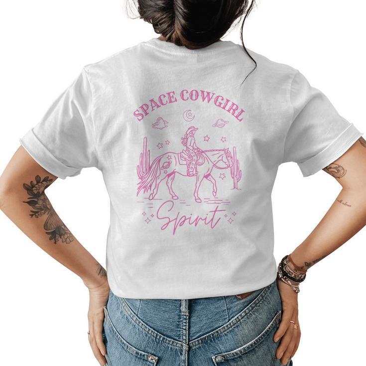 Rodeo Howdy Western Retro Cowboy Funny Cowgirl Space Cosmic Womens Back Print T-shirt