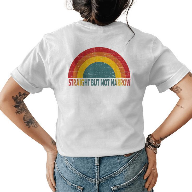 Straight But Not Narrow Retro Rainbow Lgbt Supporter  Womens Back Print T-shirt