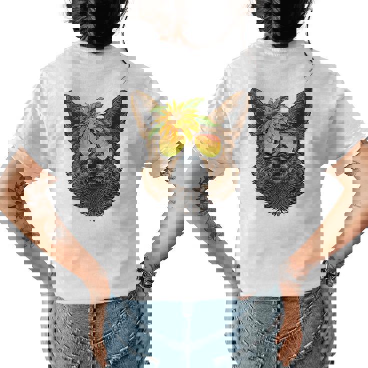 Summer Pembroke Welsh Corgi Tropical Holiday Summer Beach Womens Back Print T-shirt