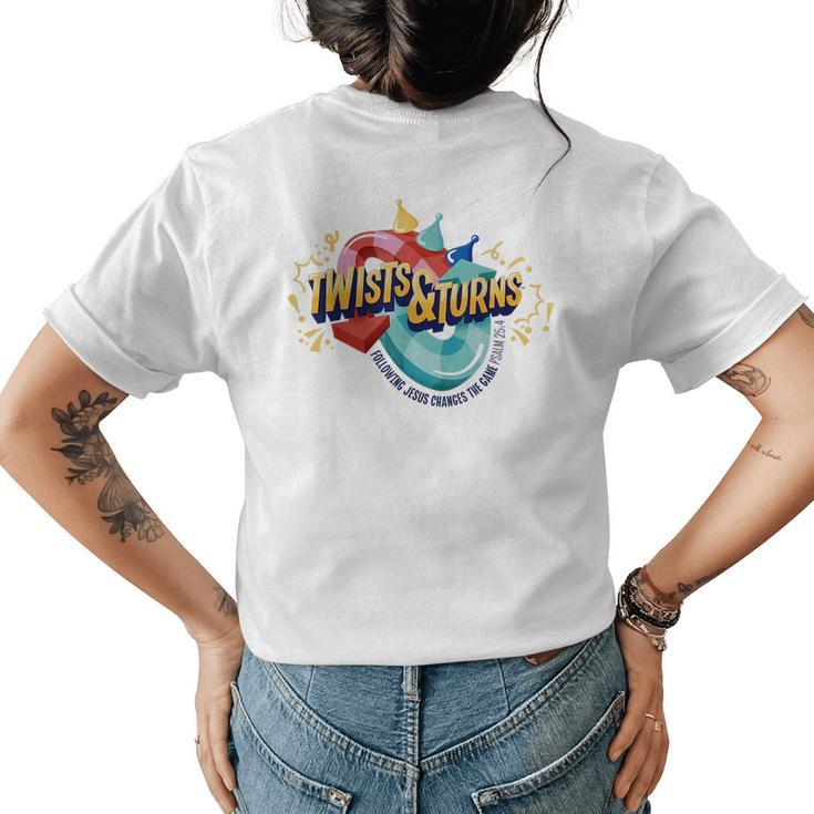 Twists And Turns Vbs 2023 Following Jesus Changes The Game  Womens Back Print T-shirt