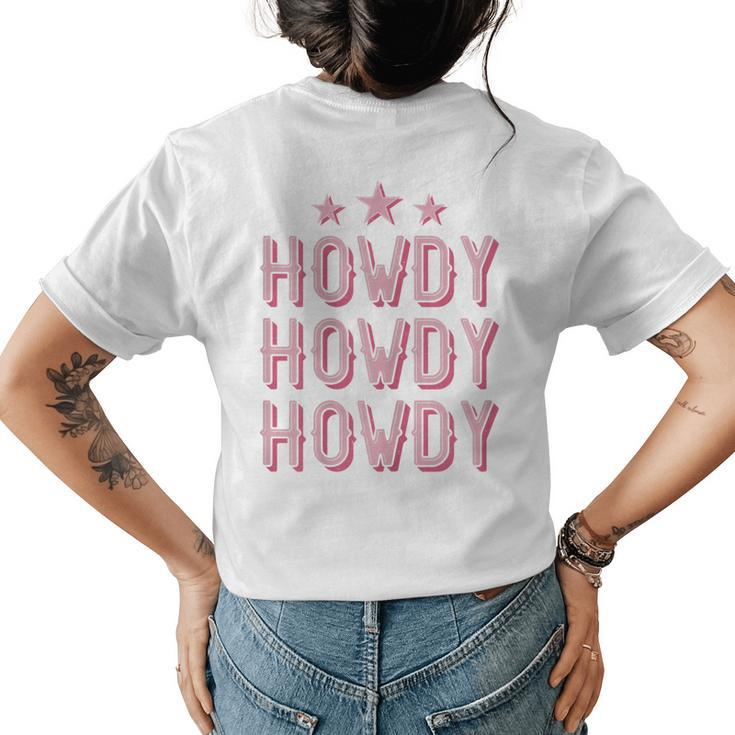 Vintage Rodeo Western Country Texas Cowgirl Texan Pink Howdy Gift For Womens Womens Back Print T-shirt