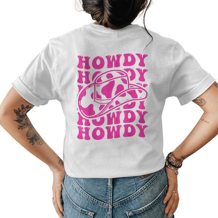 Vintage White Howdy Rodeo Country Western Cowgirl Southern Womens Back Print T-shirt