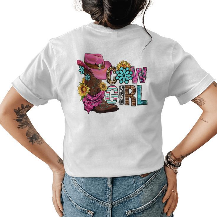 Western Cowgirl Gifts For Girls Women  Womens Back Print T-shirt