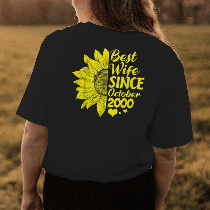 19Th Wedding Anniversary Sunflower Wife October 2000 Gift Womens Back Print T-shirt Unique Gifts