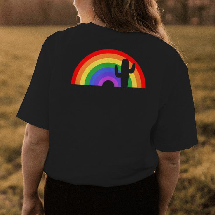 A Cactus In The Desert Rainbow Womens Back Print T-shirt Unique Gifts