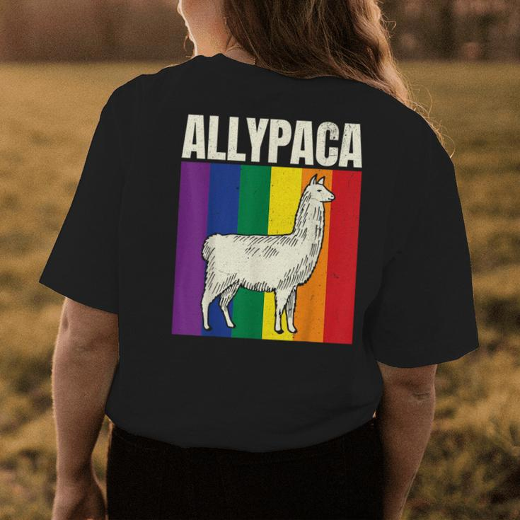 Allypaca Rainbow Alpaca Pun Gay Pride Ally Lgbt Joke Flag Womens Back Print T-shirt Unique Gifts