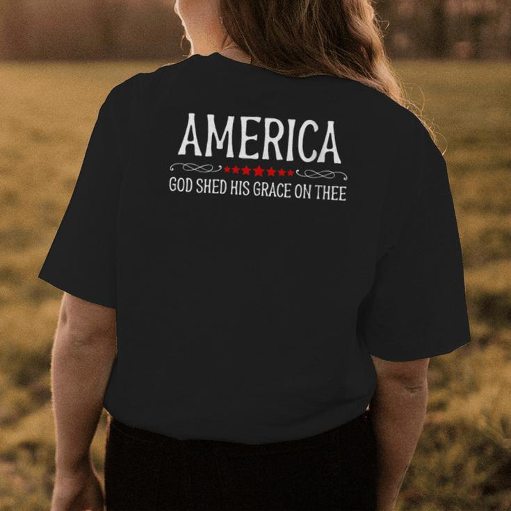 America God Shed His Grace On Thee Patriotic Us Flag Womens Back Print T-shirt Unique Gifts