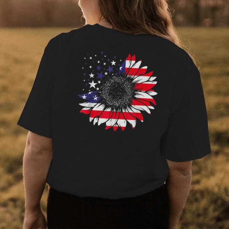 American Flag Sunflower Red White Blue Tie Dye 4Th Of July Womens Back Print T-shirt Unique Gifts