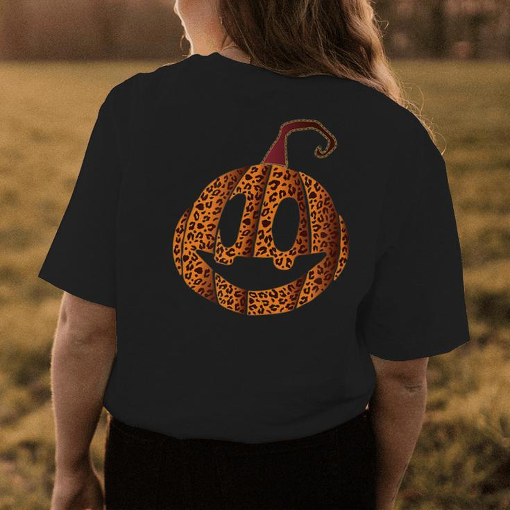 Animal Print Pumpkin Fall & Halloween Leopard Pumpkin Halloween Womens T-shirt Back Print Unique Gifts