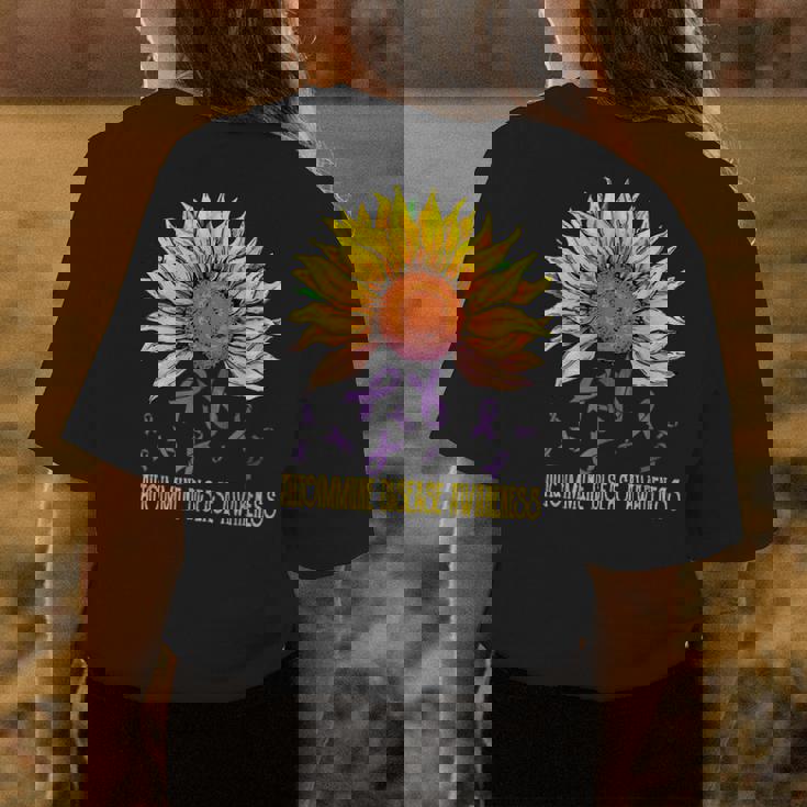 Autoimmune Disease Awareness Sunflower Womens Back Print T-shirt Unique Gifts
