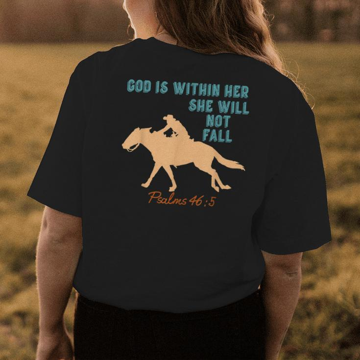 Barrel Racing Christian Cowgirl Western Gift Stuff Womens Back Print T-shirt Unique Gifts