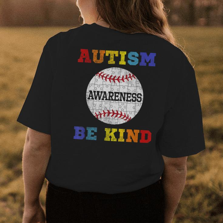 Baseball Lover Autism Awareness Puzzle Be Kind Kindness Womens Back Print T-shirt Unique Gifts