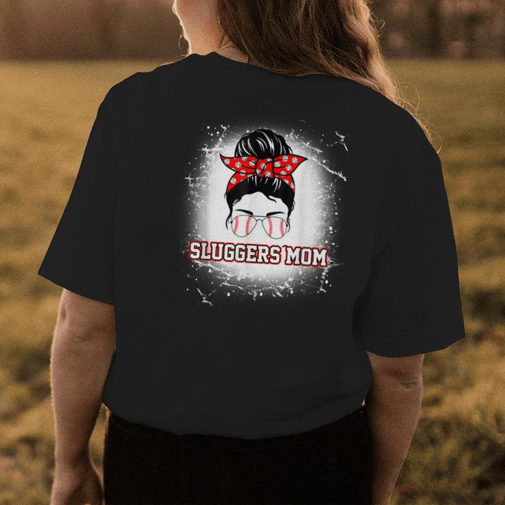 Baseball Sluggers Mom Messy Bun For Mothers Womens Back Print T-shirt Unique Gifts
