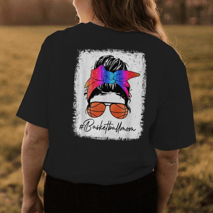 Basketball Mom Rainbow Glitter Messy Bun Basketball Player Womens Back Print T-shirt Unique Gifts