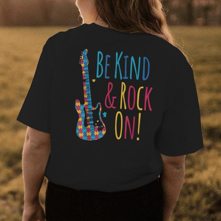 Be Kind And Rock On – Puzzle Guitar Asd Autism Awareness Womens Back Print T-shirt Unique Gifts