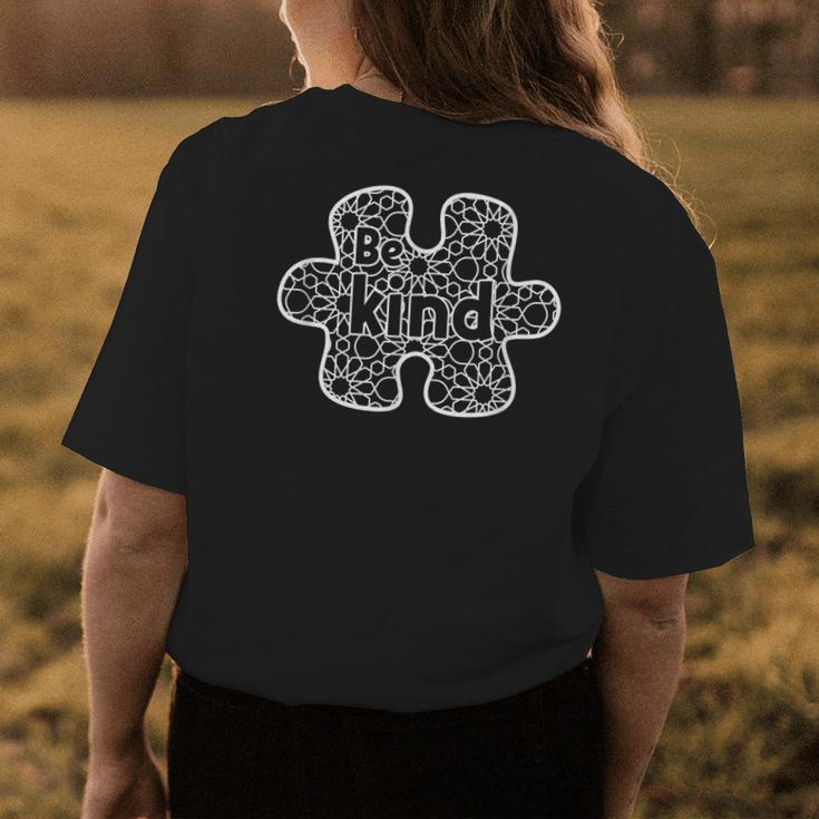 Be Kind Autism Awareness Puzzle Tolerance Awareness Asperger Womens Back Print T-shirt Unique Gifts