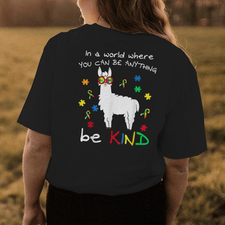 Be Kind Llama Puzzle Piece Cool Autism Awareness Gift Womens Back Print T-shirt Unique Gifts