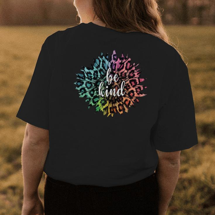 Be Kind Multi Colored Leopard Sunflower For Women And Girls Womens Back Print T-shirt Unique Gifts