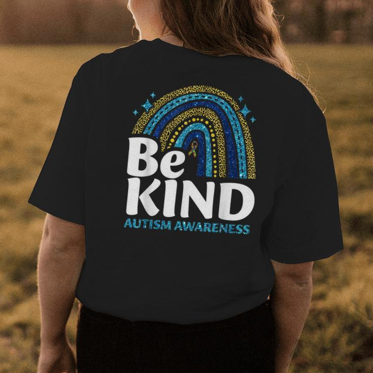 Be Kind Rainbow Autism Awareness Leopard Print Women Girls Womens Back Print T-shirt Unique Gifts