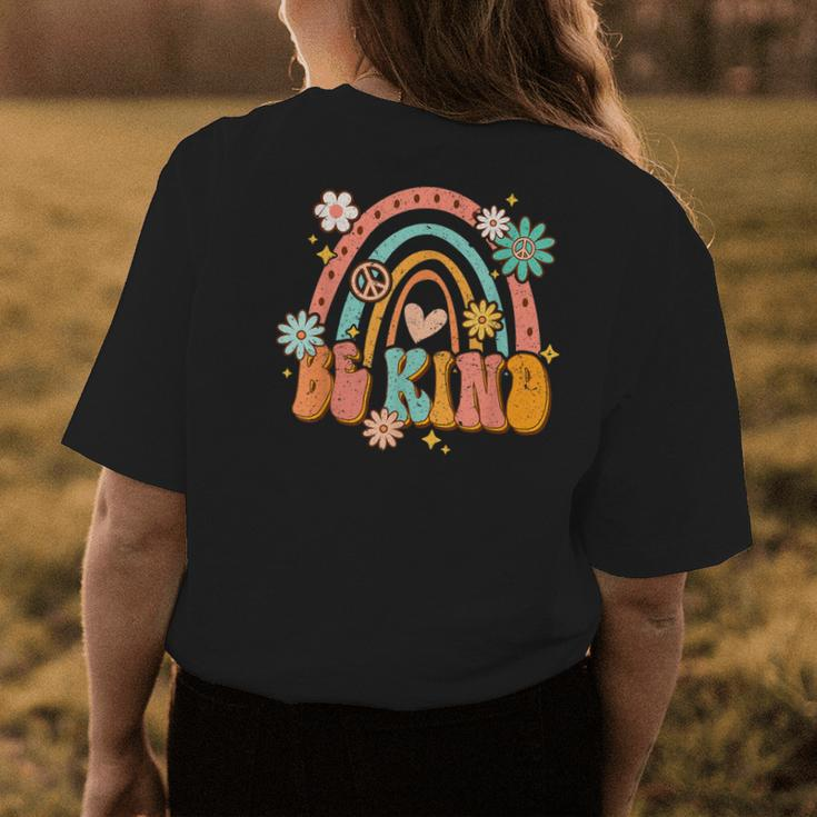 Be Kind Retro Rainbow Peace Sign Love Hippie Flowers 60S 70S Womens Back Print T-shirt Unique Gifts
