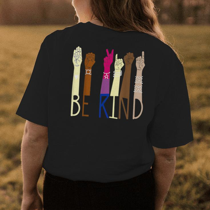 Be Kind Sign Language Hand Talking Lgbt Bisexual Pride Asl Womens Back Print T-shirt Unique Gifts
