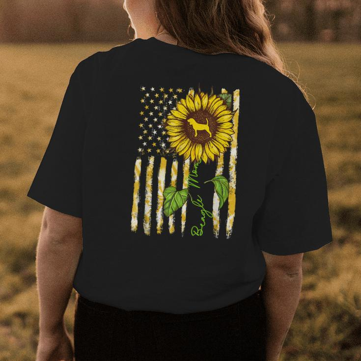 Beagle Mom Sunflower American Flag Dog Lover Gift Womens Back Print T-shirt Unique Gifts