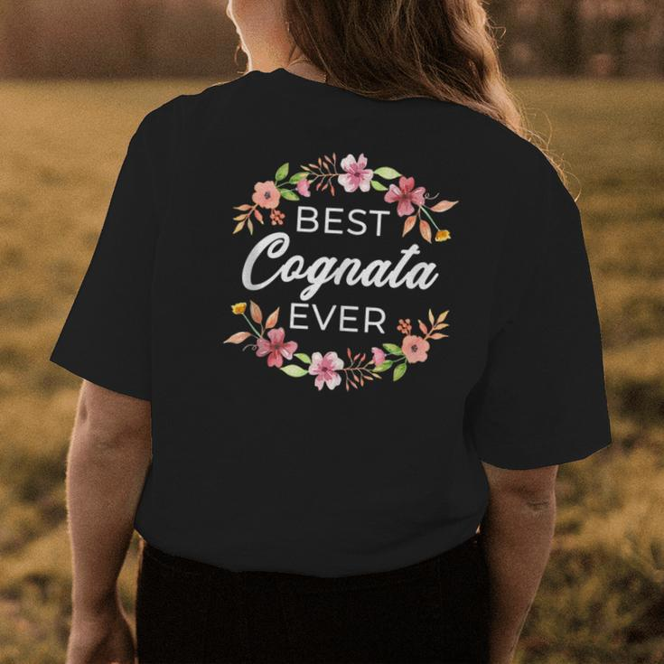 Best Cognata Ever Italian Sister In Law Floral Womens Back Print T-shirt Unique Gifts