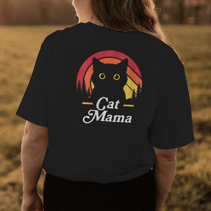 Black Cat Mom Mama Retro Wildlife Happy Mothers Day 2023 Womens Back Print T-shirt Personalized Gifts