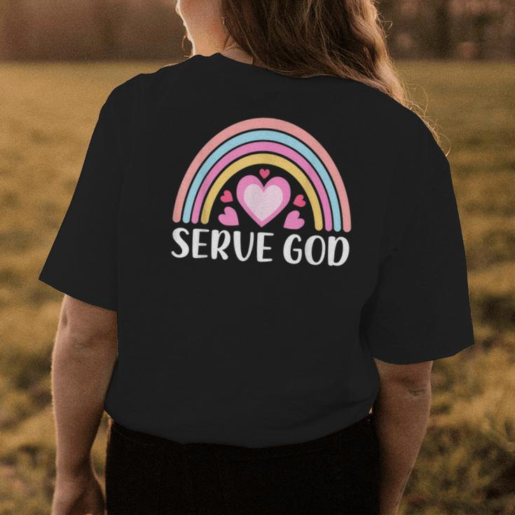 Boho Rainbow For Women Serve God Christianity Faith Faith Funny Gifts Womens Back Print T-shirt Unique Gifts