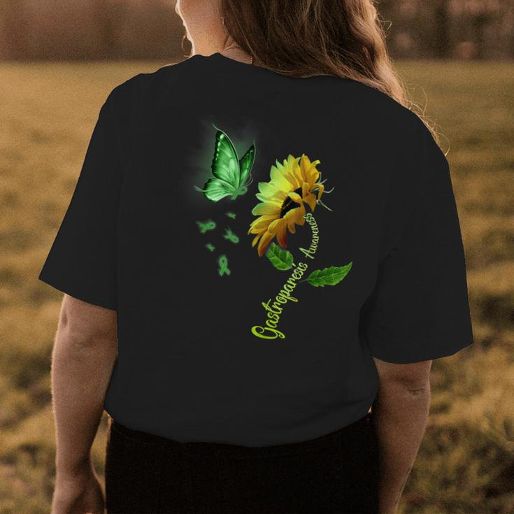 Butterfly Sunflower Gastroparesis Awareness Womens Back Print T-shirt Unique Gifts
