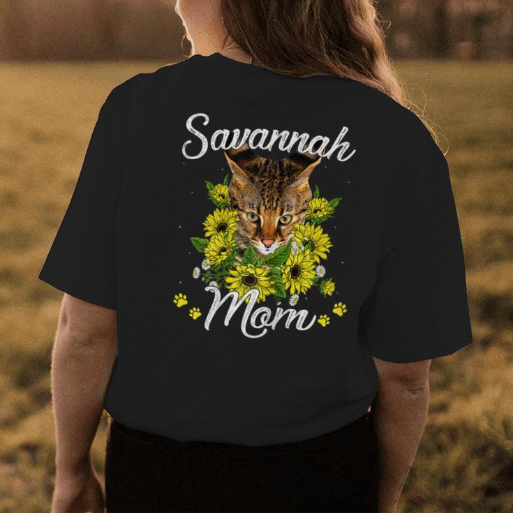 Cat Mom Mothers Day Gifts Sunflower Savannah Mom Gift For Womens Womens Back Print T-shirt Unique Gifts