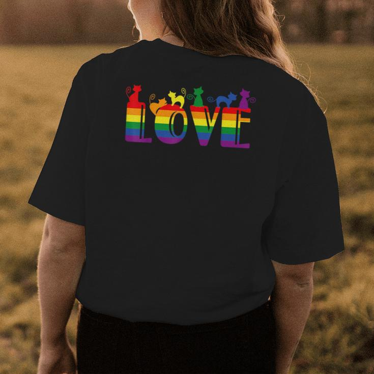 Cat Stack Rainbow Gay Pride Funny Lgbt Animal Pet Lover Womens Back Print T-shirt Unique Gifts
