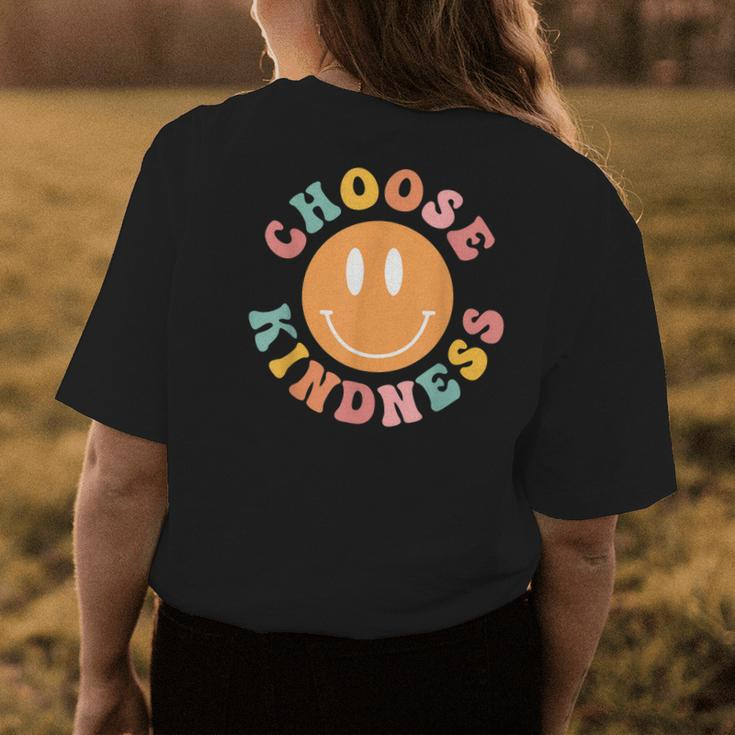 Choose Kindness Retro Groovy Be Kind Inspirational Smiling Womens Back Print T-shirt Unique Gifts