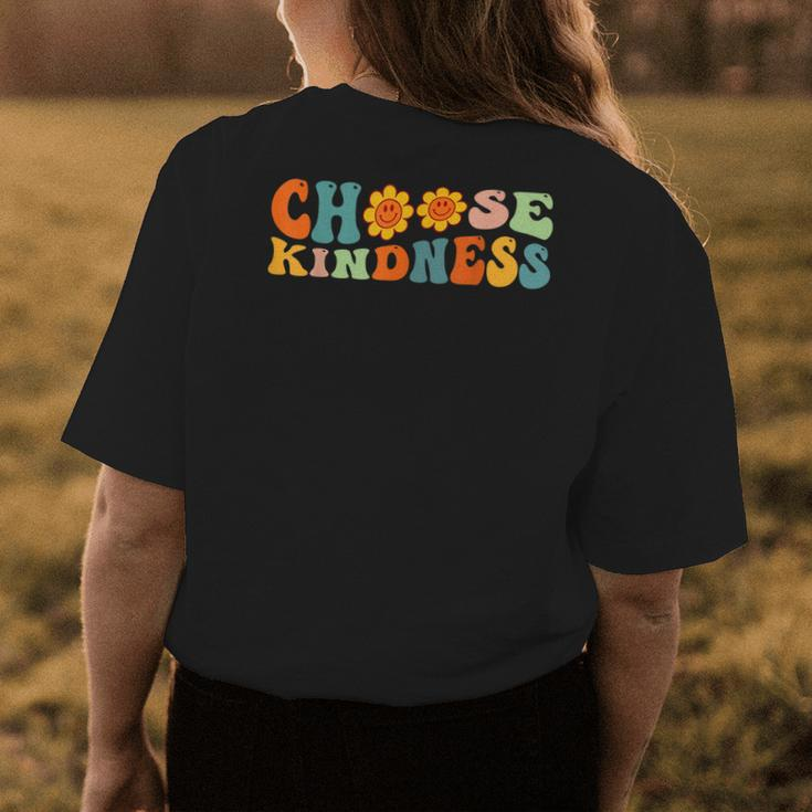 Choose Kindness Retro Groovy Daisy Be Kind Inspiration Womens Back Print T-shirt Unique Gifts