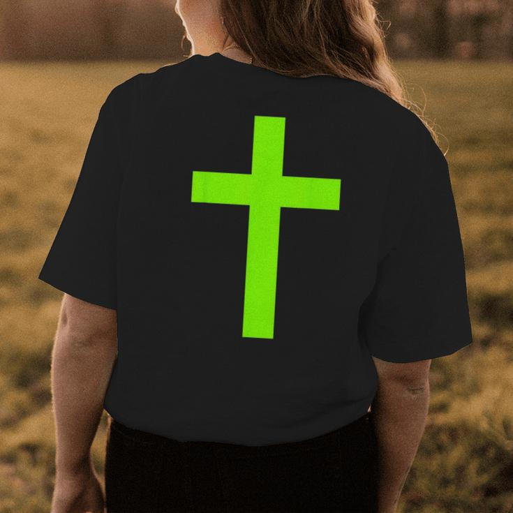 Christian God Jesus Cross Lime Green Womens Back Print T-shirt Unique Gifts