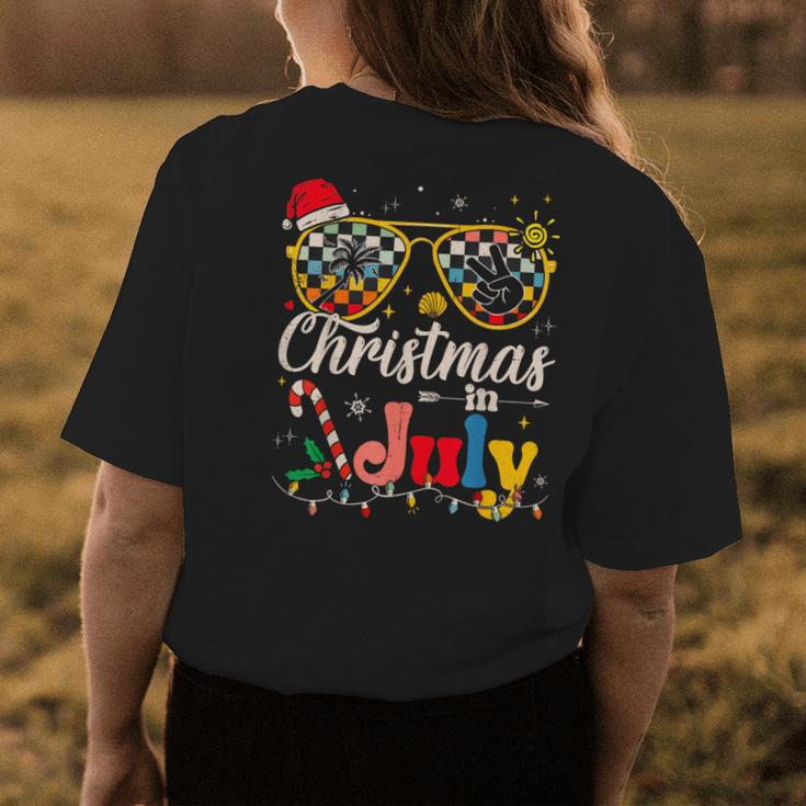Christmas In July Santa Hat Sunglasses Summer Vacation Vacation Funny Gifts Womens Back Print T-shirt Unique Gifts