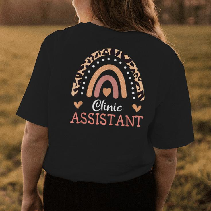 Clinic Assistant Leopard Rainbow Appreciation Womens Back Print T-shirt Unique Gifts