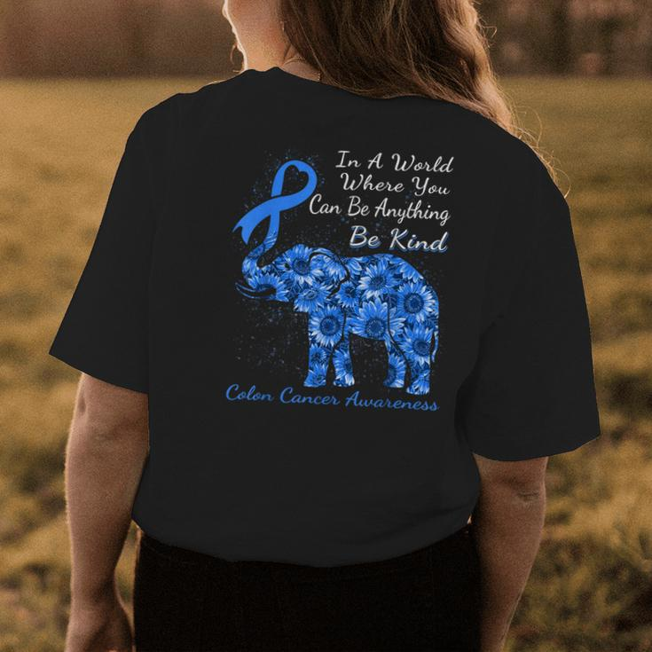 Colon Cancer Awareness Sunflower Elephant Be Kind Womens Back Print T-shirt Unique Gifts