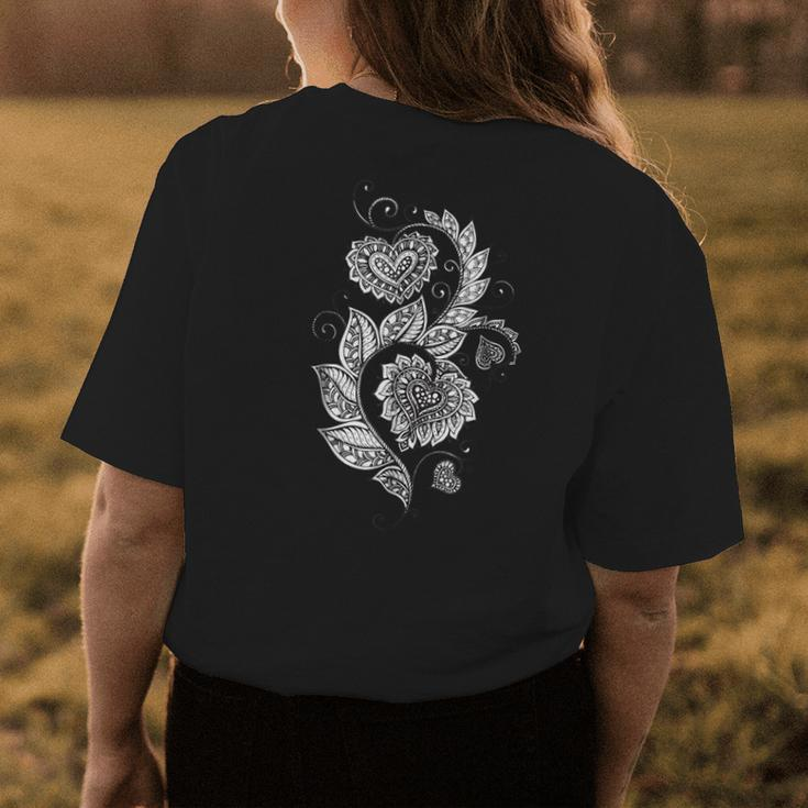 Color Me Floral Hearts Diy Coloring Womens Back Print T-shirt Unique Gifts