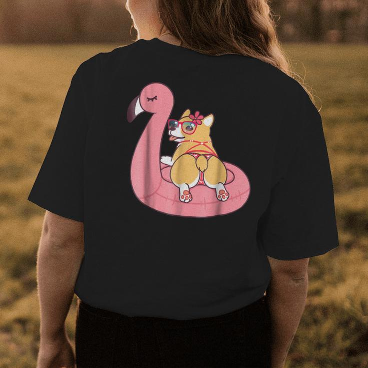 Corgi Butt Dog Bikini Pink Flamingo Float Funny GiftWomens Back Print T-shirt Unique Gifts