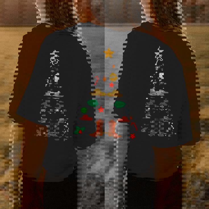 Cowboy Christmas Tree Boots Cowgirl Xmas Western West Gift Womens Back Print T-shirt Unique Gifts Cowboy Christmas Tree Boots Cowgirl Xmas Western West Gift Womens Back Print T-shirt Unique Gifts